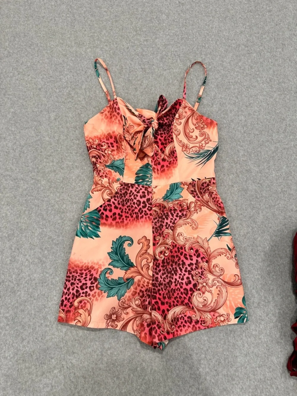 Guess Pink Floral & Teal Leaf One-Piece Romper